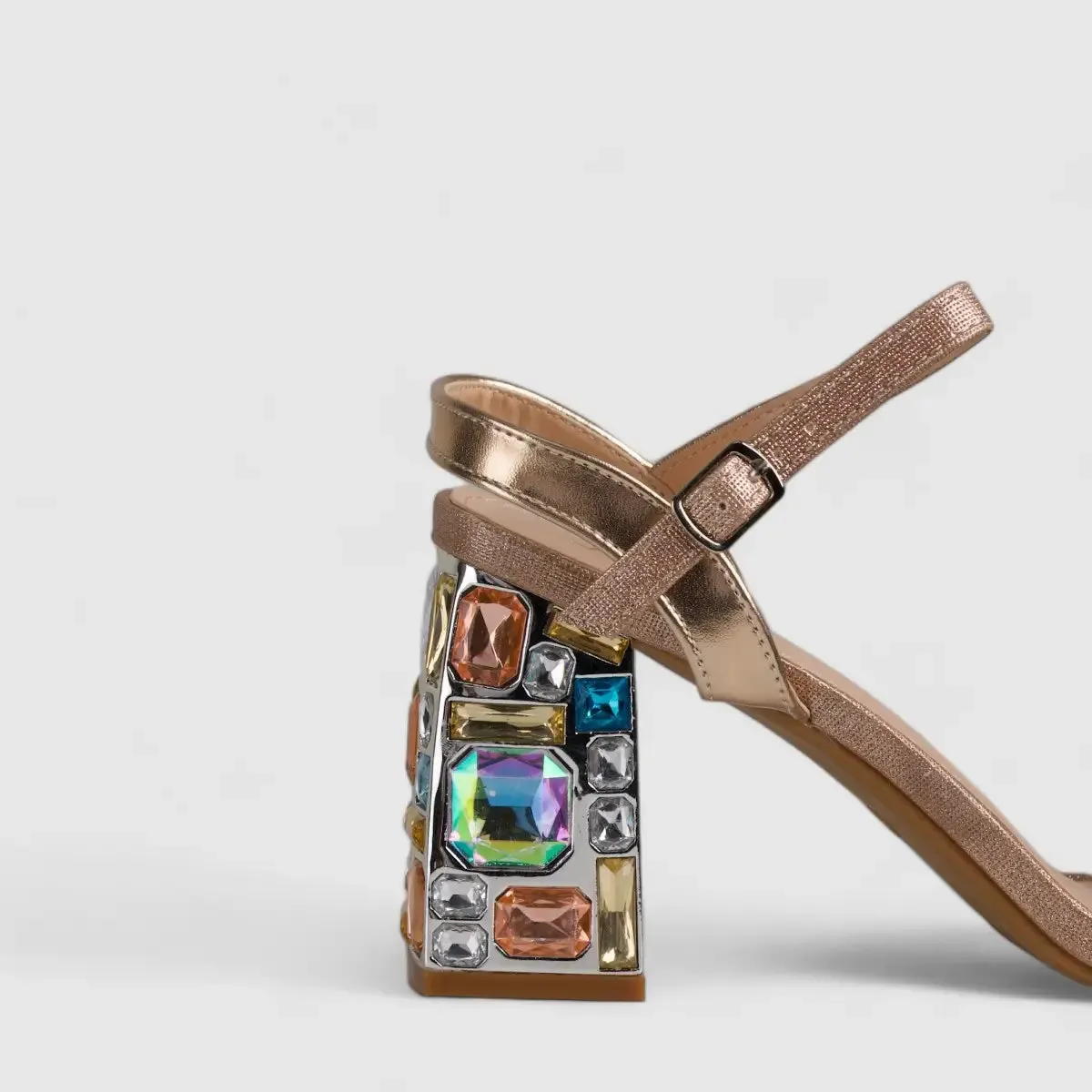 Bulbul Evening Block Heel Sandal Beige LI002