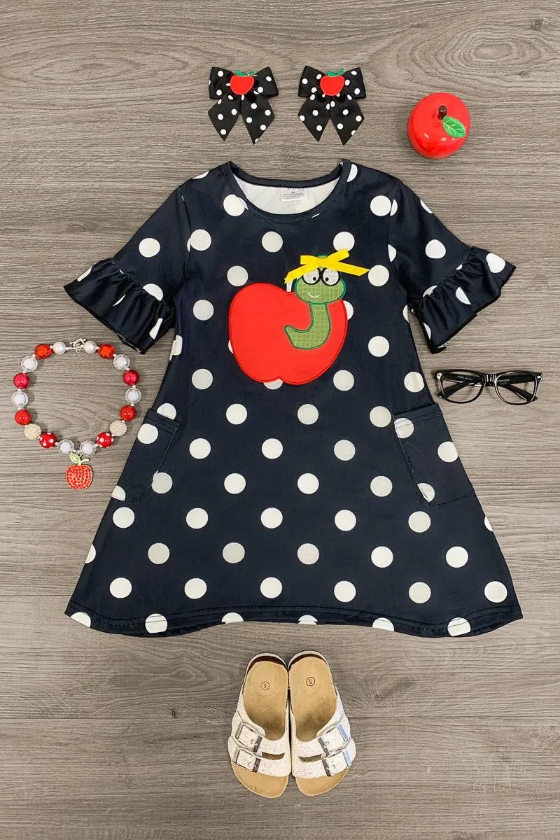 Happy Worm & Apple Black Dress