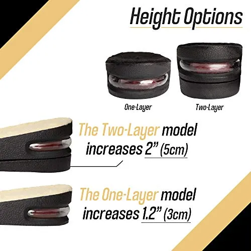 Height Increase Insoles with Fur and Air Cushion - 2" Shoe Lifts - Heel Lift (US Women's 6-8) Black
