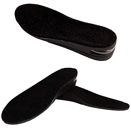 Height Increase Insoles with Fur and Air Cushion - 2" Shoe Lifts - Heel Lift (US Women's 6-8) Black