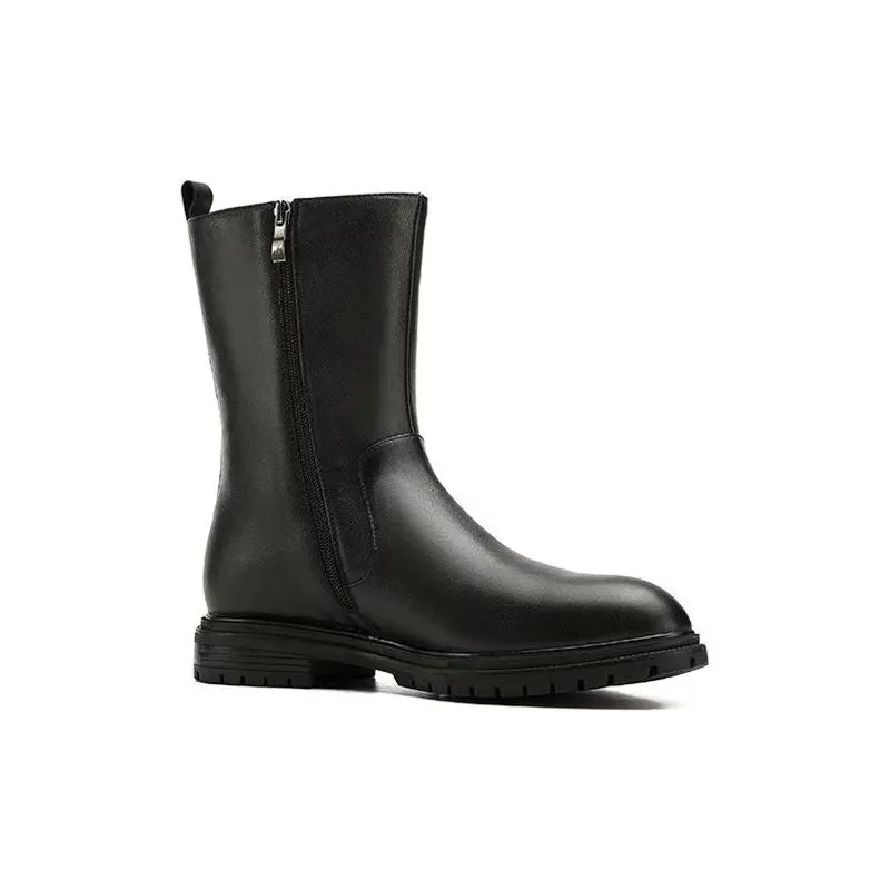 LuxeZip Genuine Leather Zipper Boots