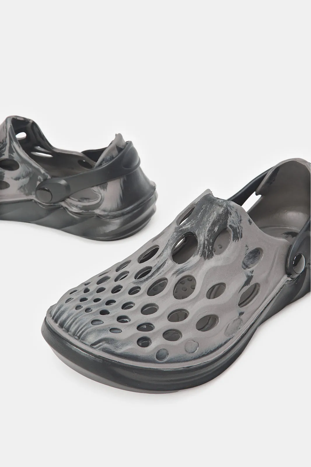 Men Black Textured Molded Clog