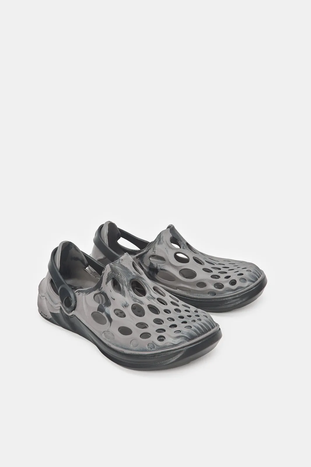 Men Black Textured Molded Clog