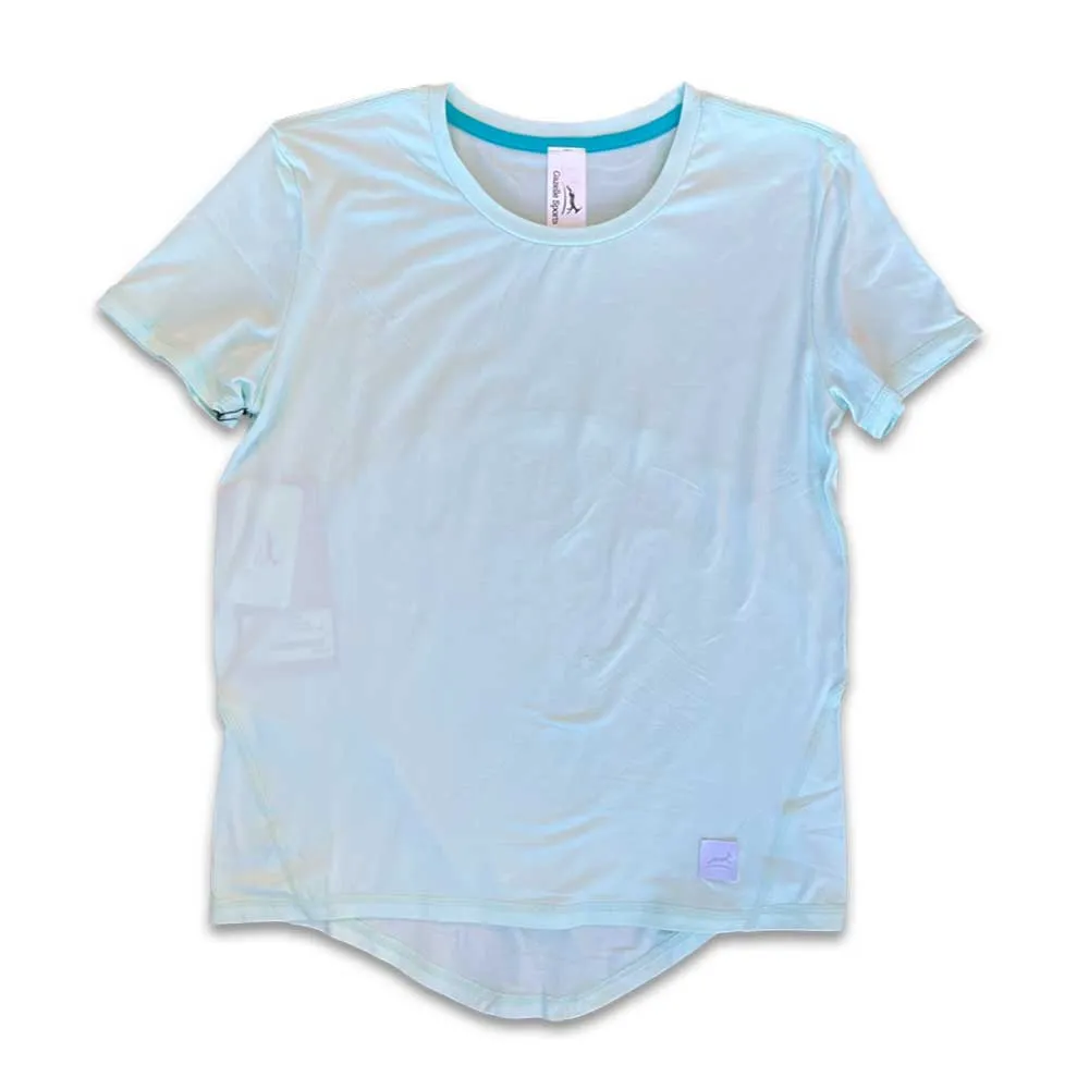 Women's Performance Tech Short Sleeve - Heather Skylight/White Woven Square Patch w/ Light Grey Gazelle